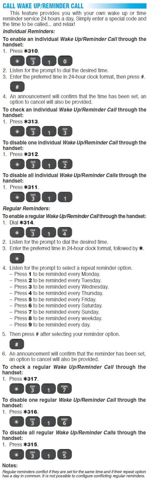Call Wake Up/Reminder Call?