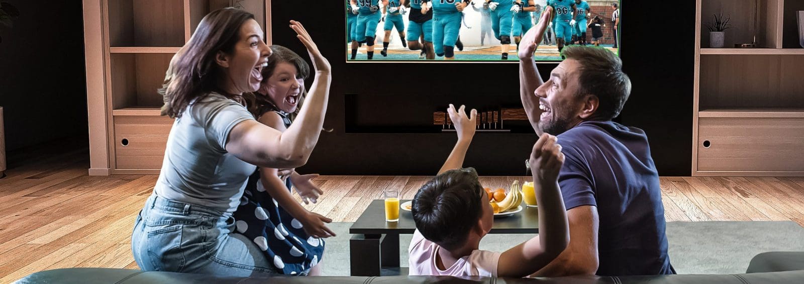 Family watching sports.