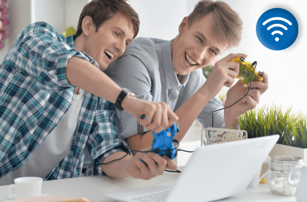 Two boys playing video games