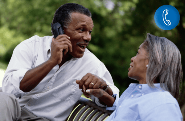 Senior couple on the phone