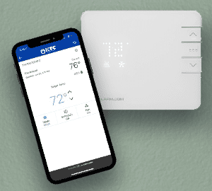 smart thermostat and cell phone with app