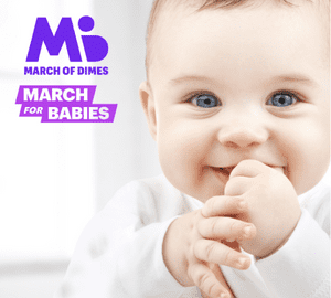 smiling baby and March of Dimes logo