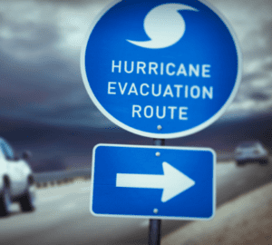 Sign showing Hurricane Evacuation Route