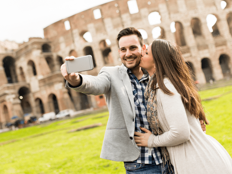 Couple taking a selfie on vacation