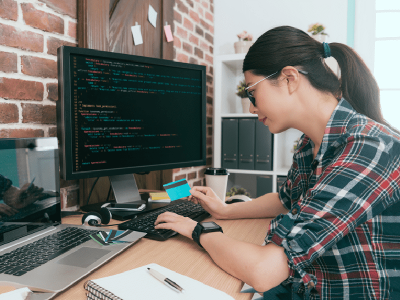 Woman working on computer