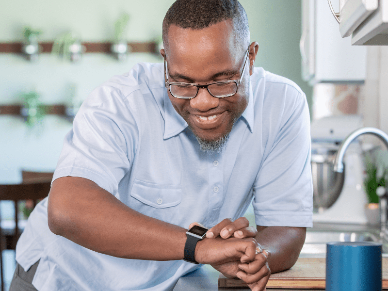 Man checking smart watch