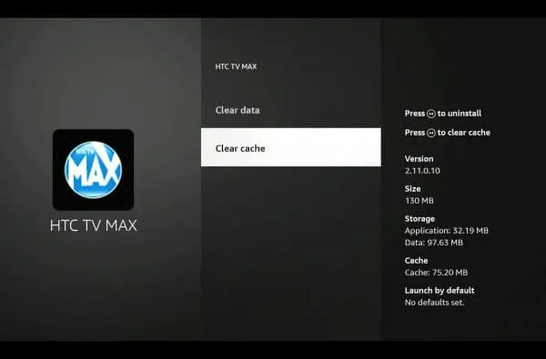 Clearing Amazon Fire Stick cache.