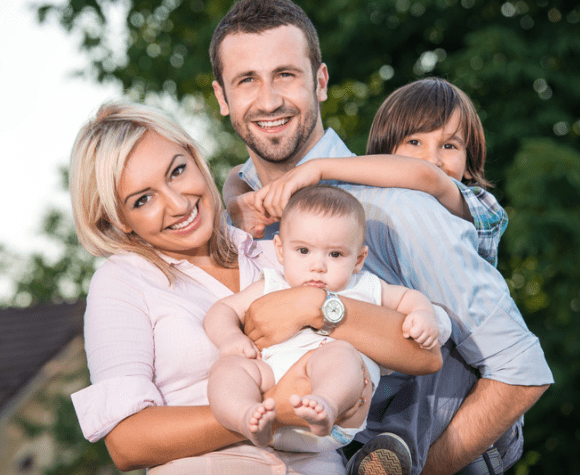 Family posing for the camera