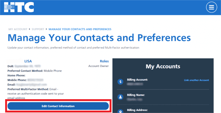 Contact management screen