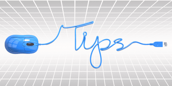 A corded mouse and the cord is shaped into the word Tips