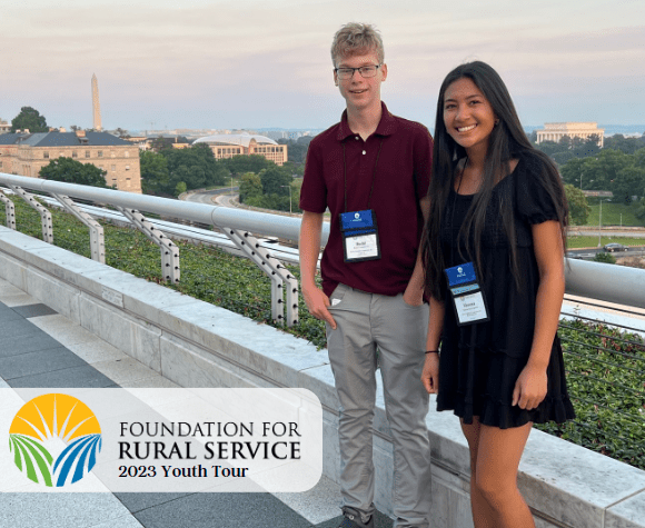 HTC's representatives at the 2023 FRS Youth Tour: Budd Trammell and Sheena Malayaporn