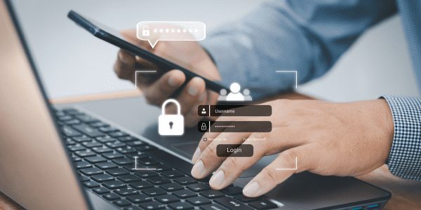 Man using multi-factor authentication