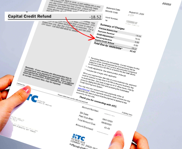 Where to find Capital Credit Refund on billing statement