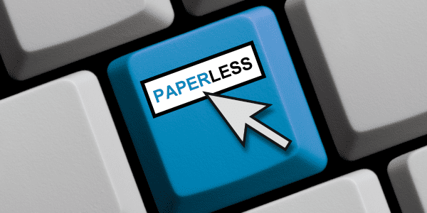 Keyboard key labeled 'Paperless'