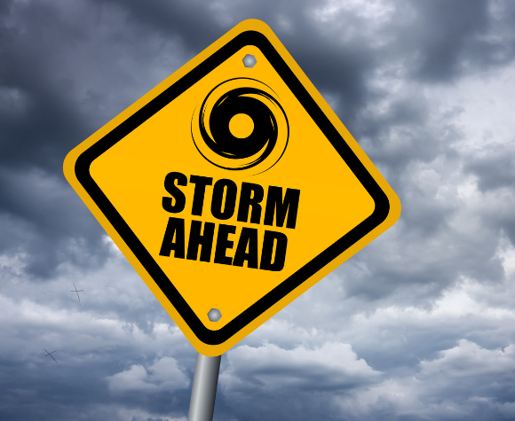 Storm ahead caution sign