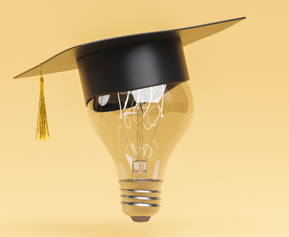 light bulb with mortar board
