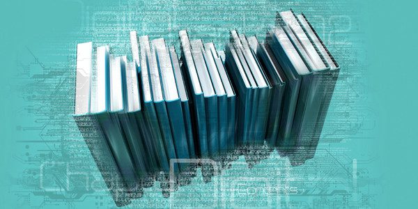 books and computer code denoting online reading resources