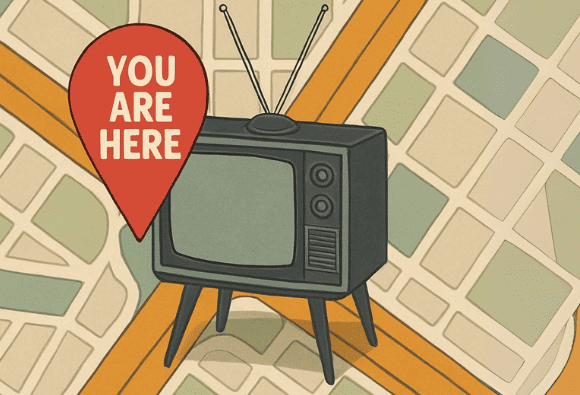 You Are here location icon with Road Map and TV
