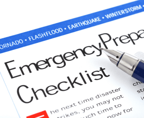 Emergency preparedness checklist ready to be reviewed for national preparedness month.