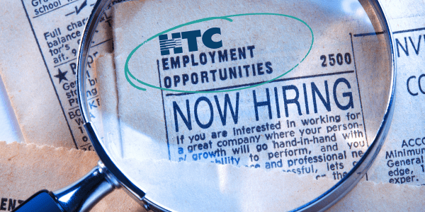 newspaper ad displaying HTC opportunities