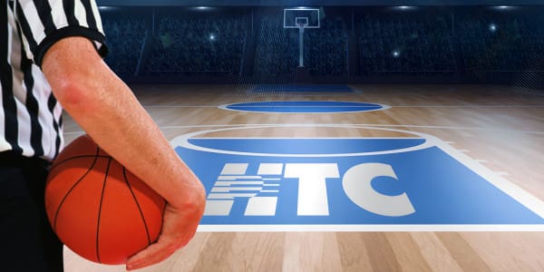basketball court with HTC logo