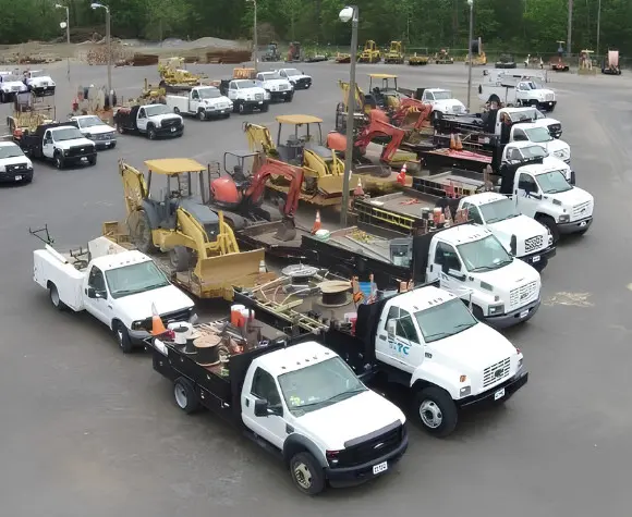 aerial view of HTC trucks