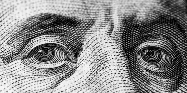 Ben Franklin's eyes from 0 bill