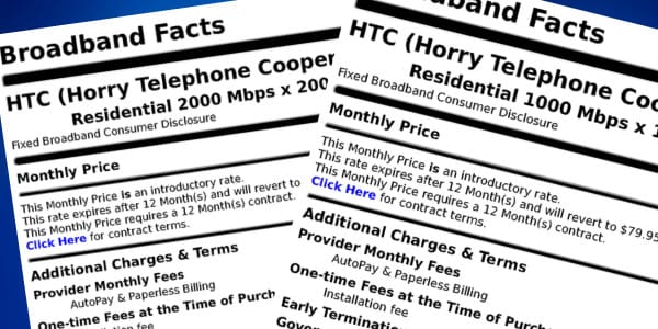 examples of broadband labels for HTC