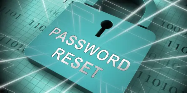 digital lock with message "password reset"
