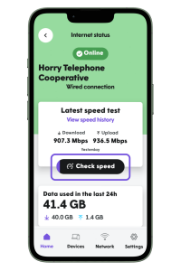 Plume Home Speed Test on cell phone