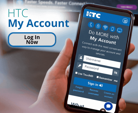 person logging into HTC My Account to sign up for HTC internet service