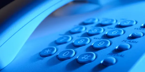 blue push-button landline phone