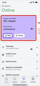 plume home app network name and password