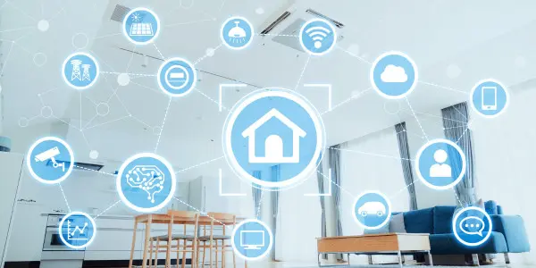 icons of wi-fi connected devices in home